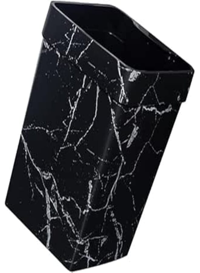 Basket Container Black Marble Pattern Trash Can 8L Plastic Wastebasket Large Garbage Bin Decorative Rubbish Can Wastepaper Container Bin for Bedroom Home Office Office Waste Plastic Bins